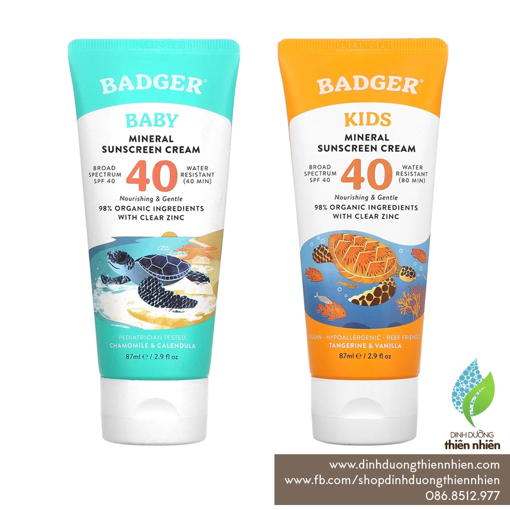 Kem Chống Nắng Hữu Cơ Trẻ Em Badger Organic Sunscreen Baby SPF40