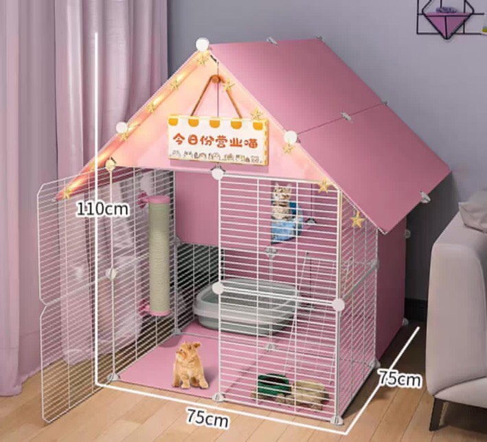 [HCM] Q12 Combo chuồng Mèo 2 tầng Lớn , có mái che , có phòng vách ngăn, cầu thang - kích thước 72x72x105cm ( kèm đủ phụ kiện lắm chuồng)