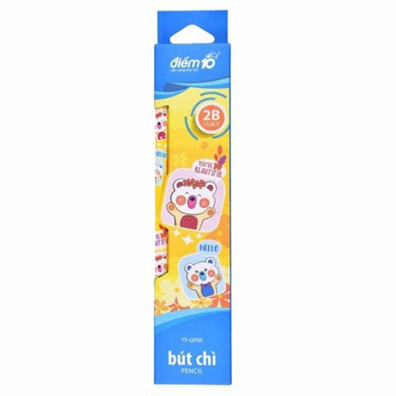 Hộp 10 cái Bút chì 2B điểm 10 TP-GP06 (Thiên Long)