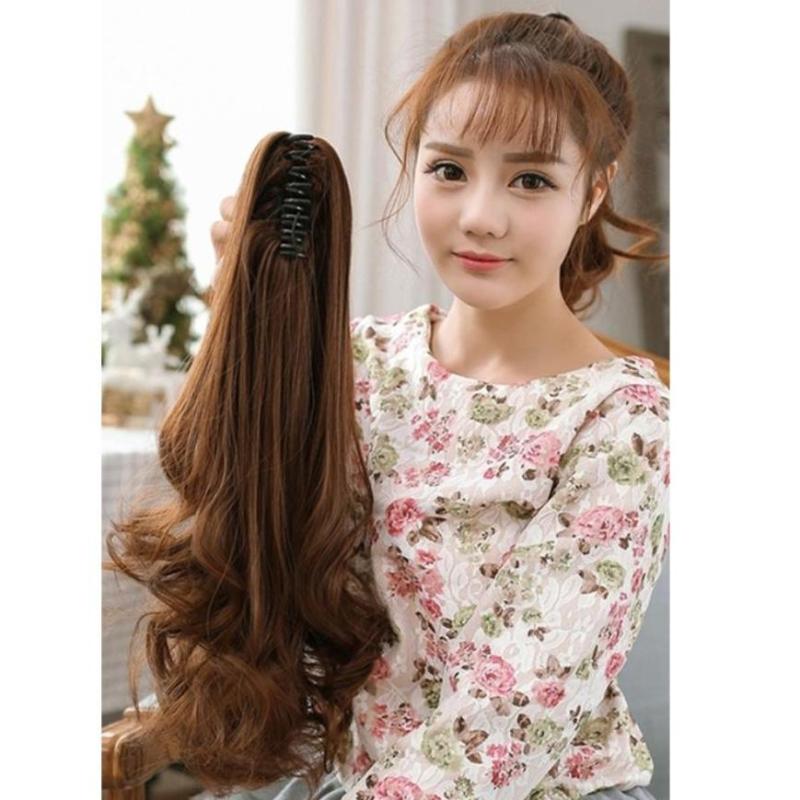Ngoặm tóc xoăn cột đuôi gà Hàn Quốc - NTG240 ( dài 60cm - MÀU NÂU VÀNG GIỐNG HÌNH ) cao cấp