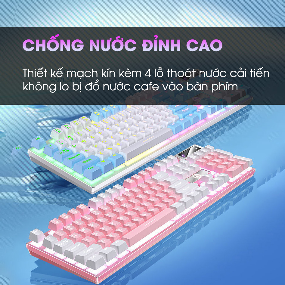 Bàn phím máy tính có dây giả cơ SIDOTECH K500 gaming led rgb màu hồng hành trình phím vừa phải giúp gõ nhanh chống nước tốt cho pc laptop chơi game văn phòng - Hàng chính hãng