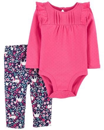 (Size 3-13kg) Set 2 món C4R₸£R gồm bodysuit và quần dài cho bé gái