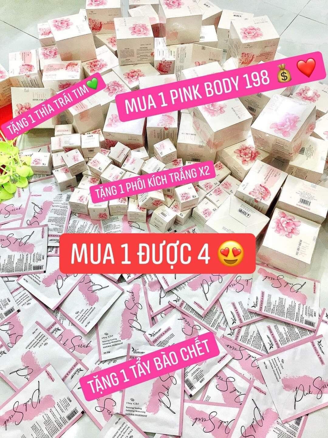 Kem Trắng Da Body Pink-Trắng cho da đen lì