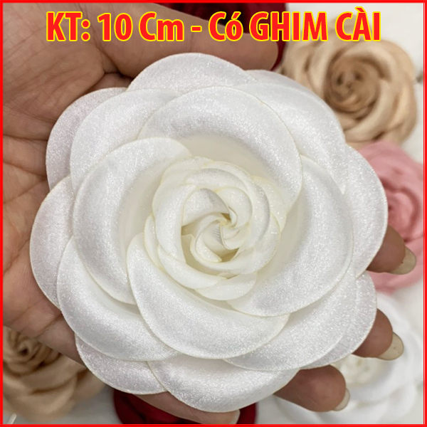 [HCM]XUKA - Cài Hoa HandMade Tag Hoa Trà Lớn Cài Áo Kiểu Cài Áo Hoa Có Ghim Cài Áo Váy Màu Hồng Trắng Nâu CH001 CH002