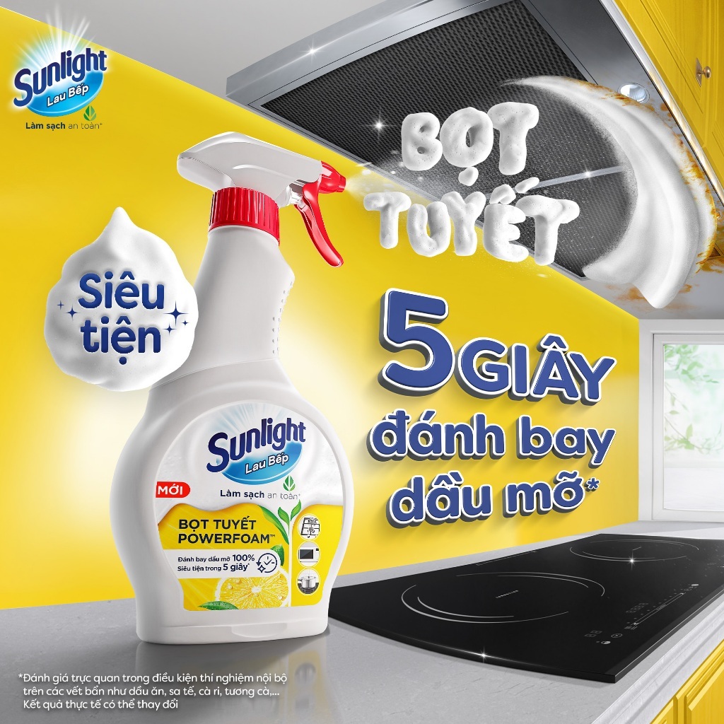 Xịt lau bếp Sunlight bọt tuyết chai 500ml