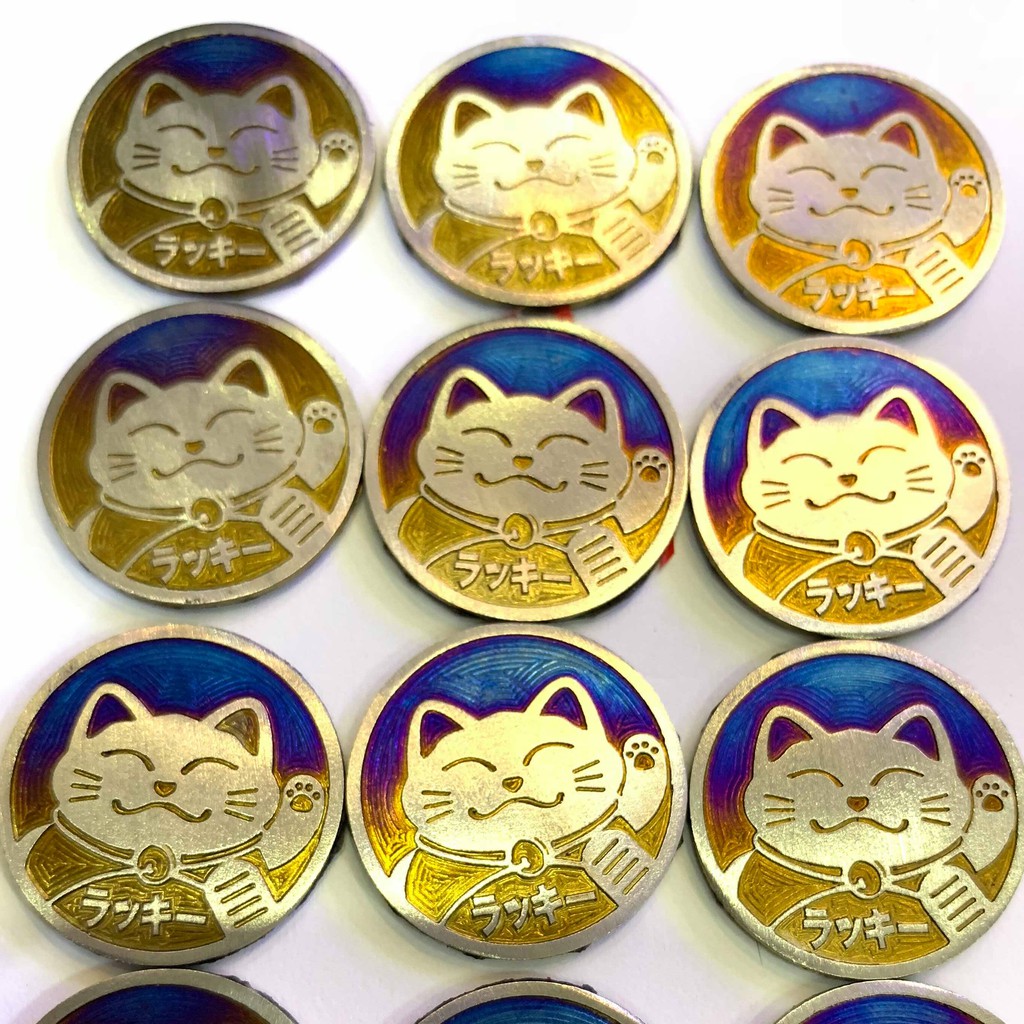 Logo titan mèo thần tài 2.8cm mang lại may mắn cho quí khách (100% Titan)