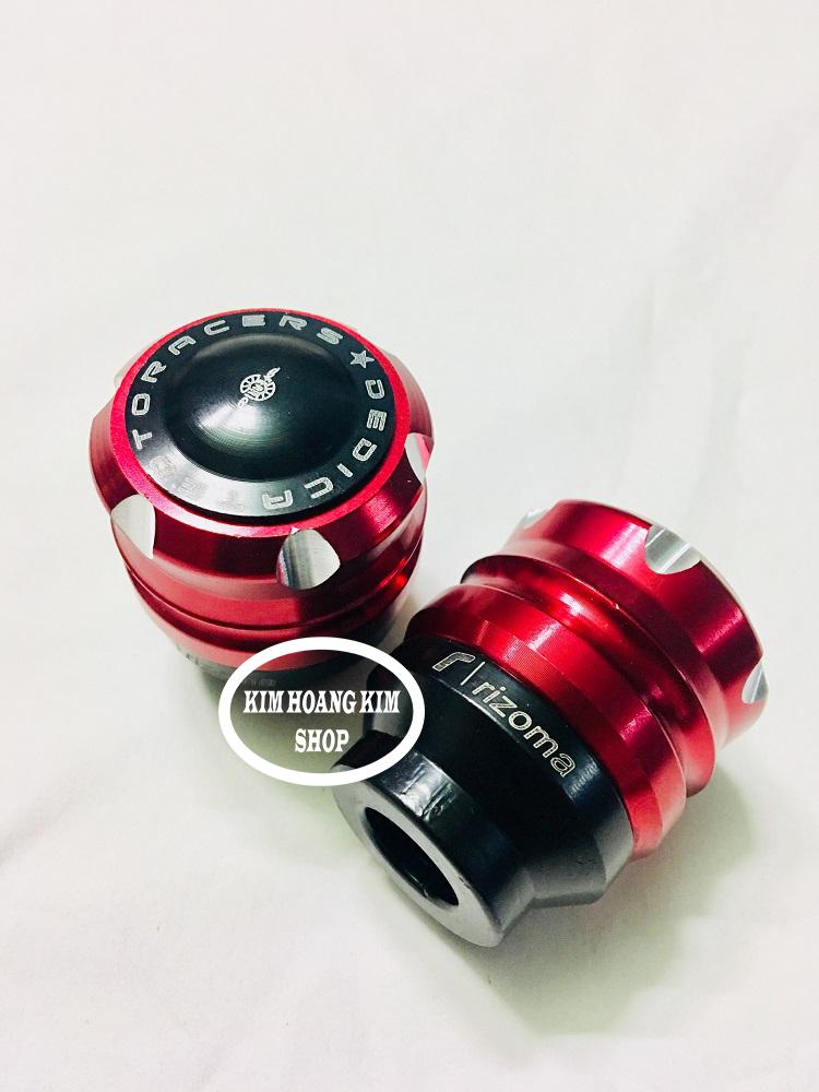 BỘ 2 GÙ có nắp loại dầy CHỐNG ĐỔ, CHỐNG NGÃ TRƯỚC CHO MÔ TÔ, XE MÁY (màu Đỏ)