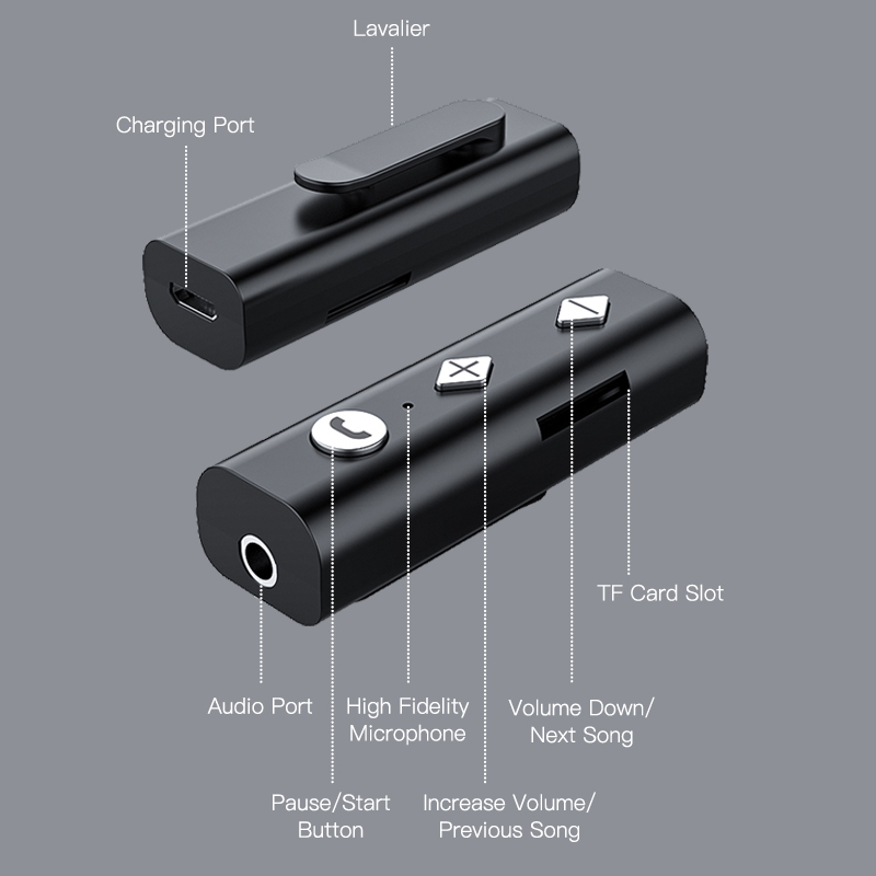 KUULAA Âm thanh chất lượng cao Bộ thu Bluetooth 5.0 cho tai nghe Bộ điều hợp không dây Jack 3.5mm Âm thanh Aux Bộ phát nhạc Bluetooth asd