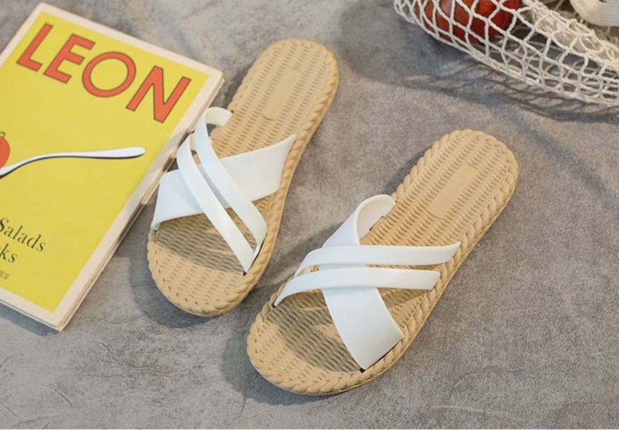 Dép nữ quai chéo đế cói chống trượt DN04