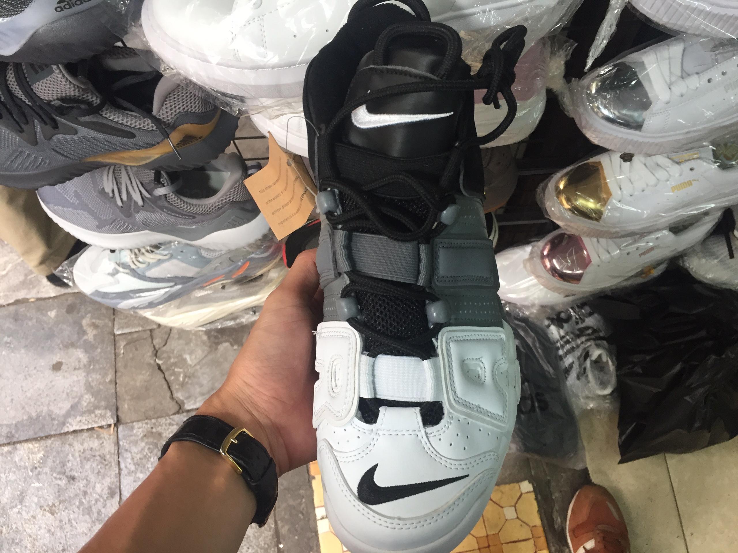 (Full box + Tặng móc khóa) Giày thể thao AIR UPTEMPO Đen Xám Trắng