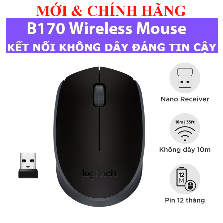 Chuột không dây Logitech B175, Logitech B170 nhỏ gọn bền bỉ \ E-DRA EM603W