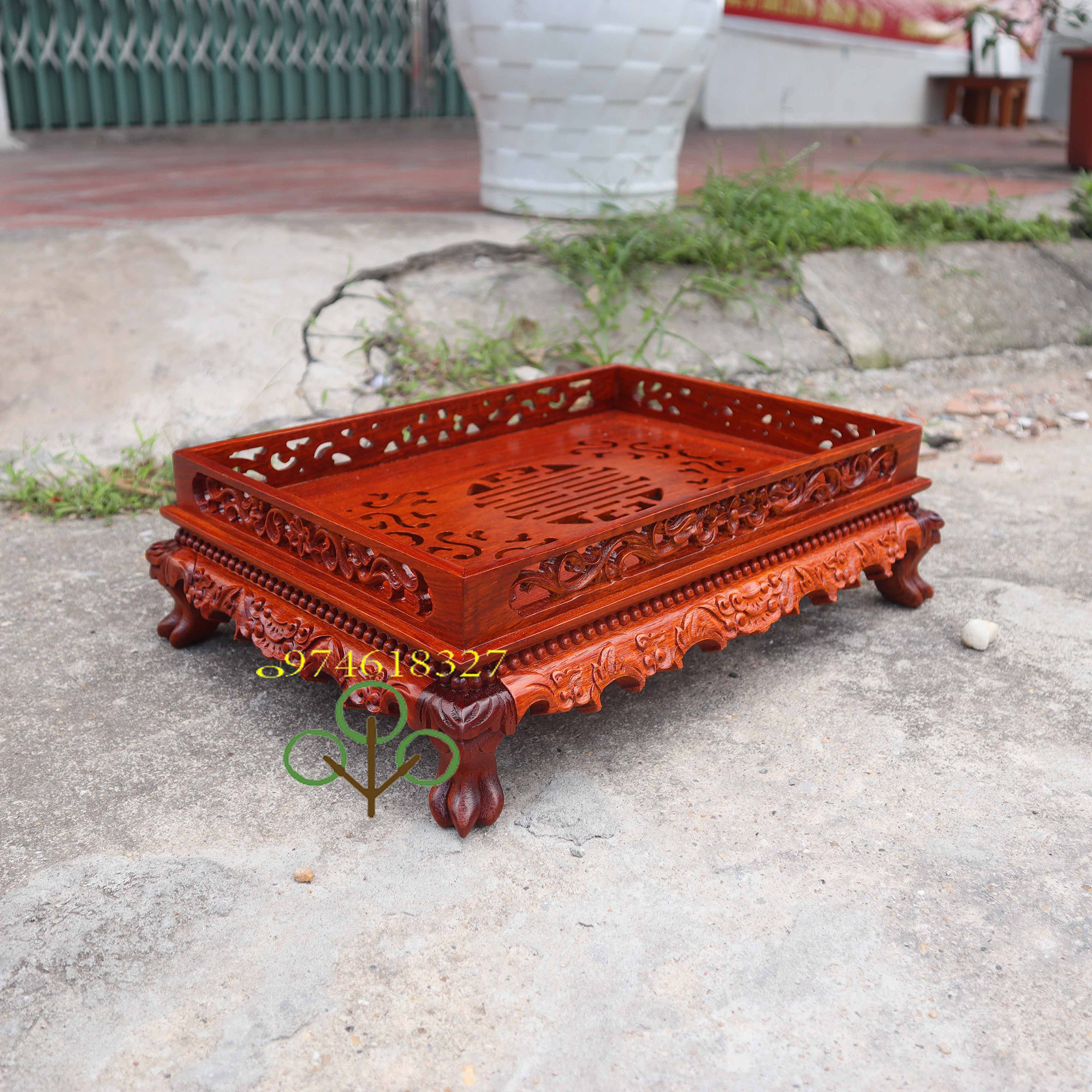 Khay trà rồng trầu khay trà gỗ hương khay trà phòng khách khay trà chân quỳ
