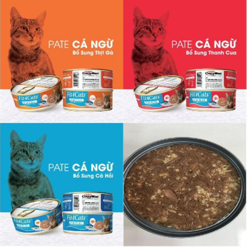PATE FIT 4 CATS - PATE CHO MÈO 160g Cá ngừ - thịt gà