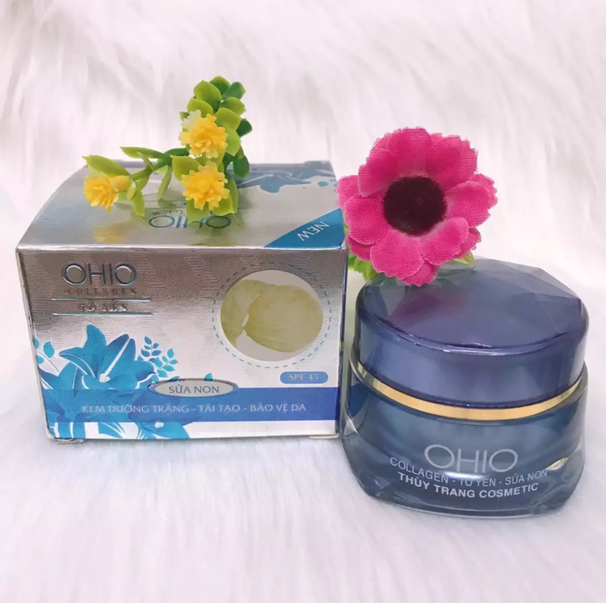 [HCM]Kem dưỡng trắng Tái tạo Bảo vệ da Ohio Collagen - Sữa non - Tổ Yến 18g (Xanh)