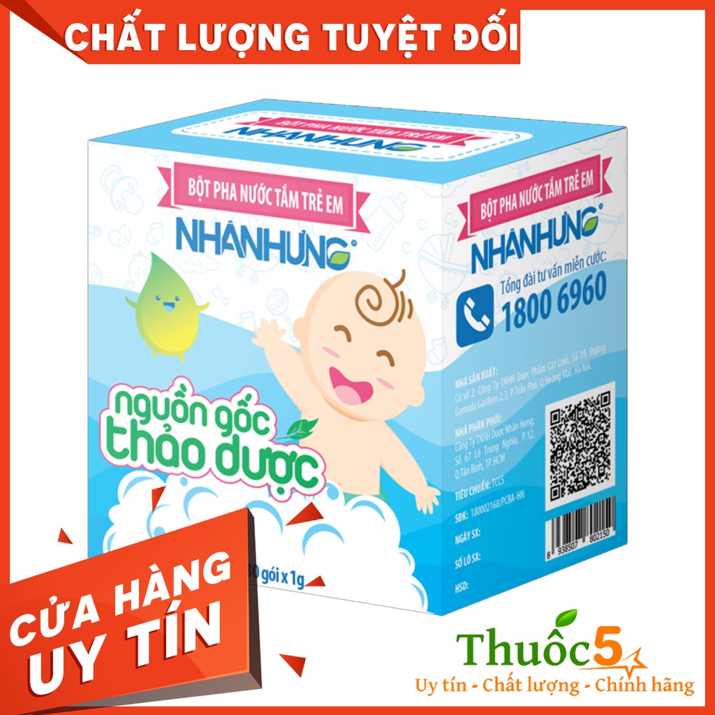[GIÁ GỐC] Bột pha nước tắm trẻ em Nhân Hưng (Lẻ 10 gói và 30 gói)