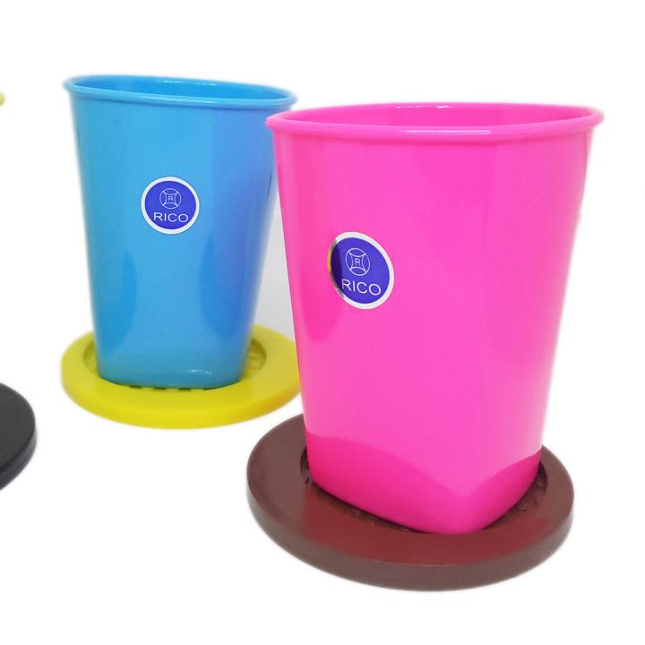 Bộ 10 miếng đế lót ly nhựa tròn Rico (Đỏ)