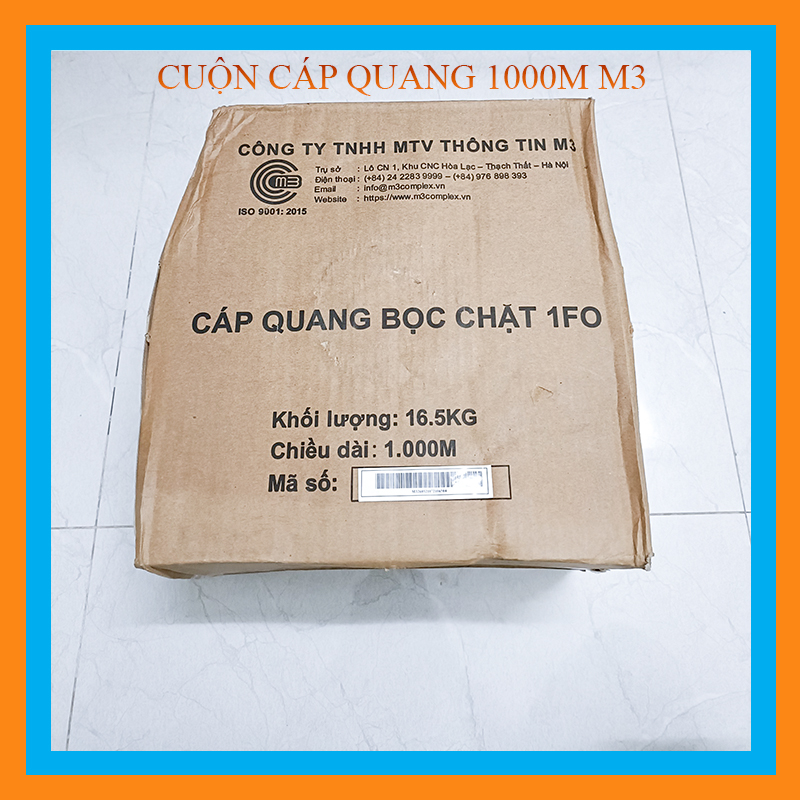 Cuộn cáp quang 1Fo bọc chặt 2 sợi thép 1000m (Sợi Cáp Dẹt)