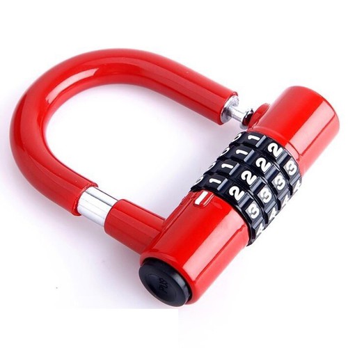Ổ khóa mini 4 mã số cao cấp hình chữ U màu đỏ