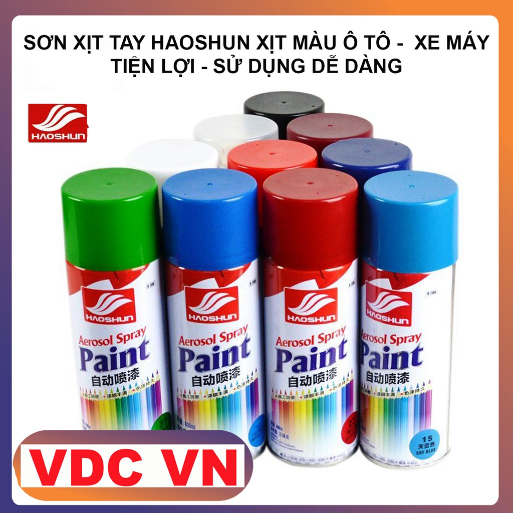 Sơn Xịt Tay Ô tô Xe Máy Cao Cấp - Siêu Bóng, Mịn, Bám Dính Tốt - HAOSHUN Paint - TAOBAOVDCVN