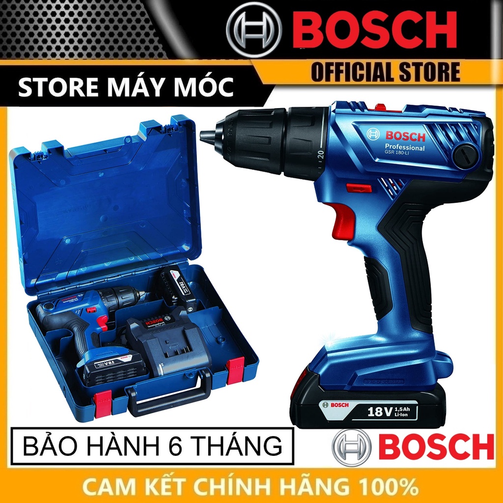 Máy khoan vặn vít dùng pin 18v bosch gsr 180-li -hàng chính hãng