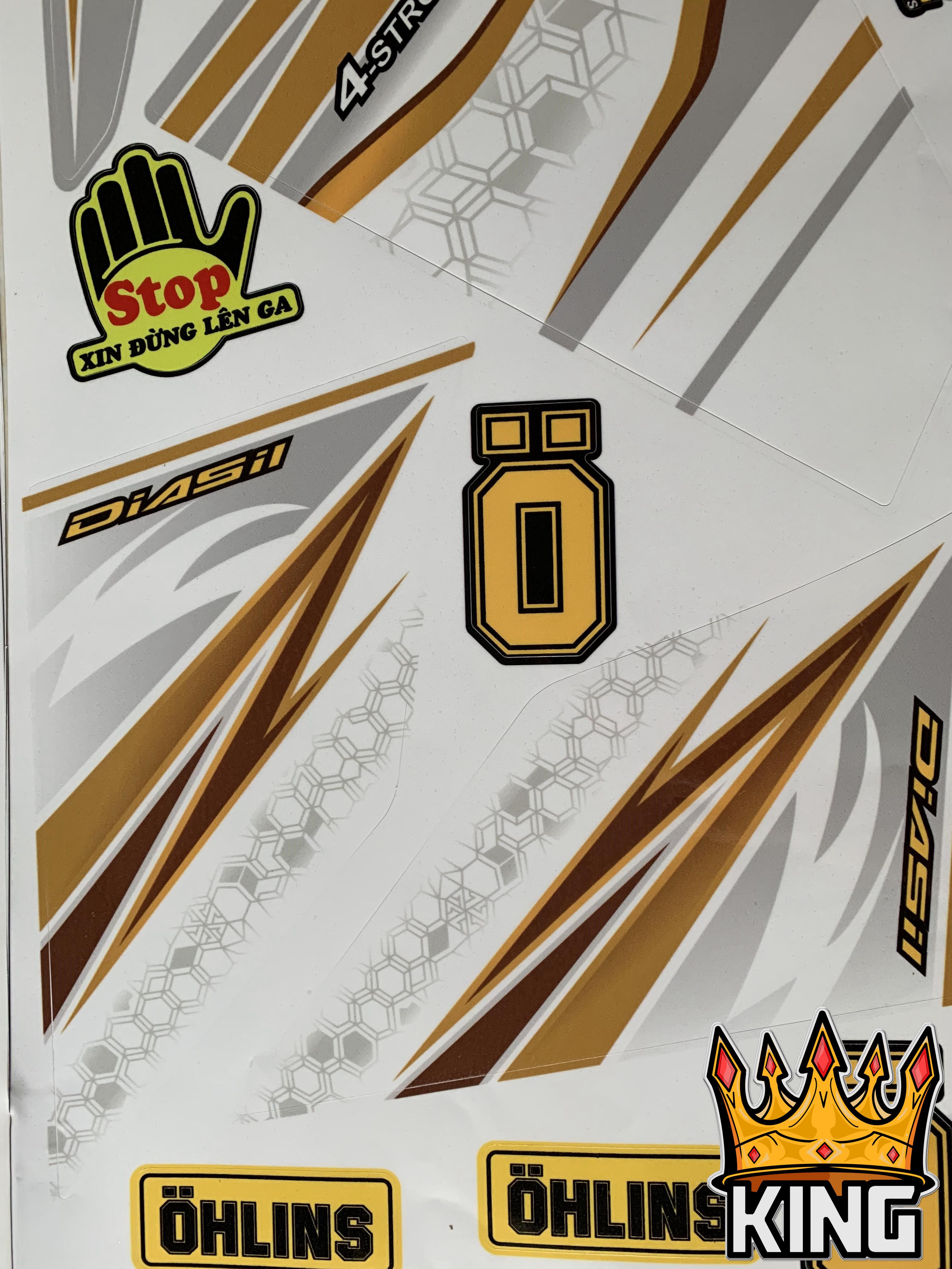 [KinG Decal] Tem Rời Wave Alpha 110cc Trắng Vàng (2017-2020)