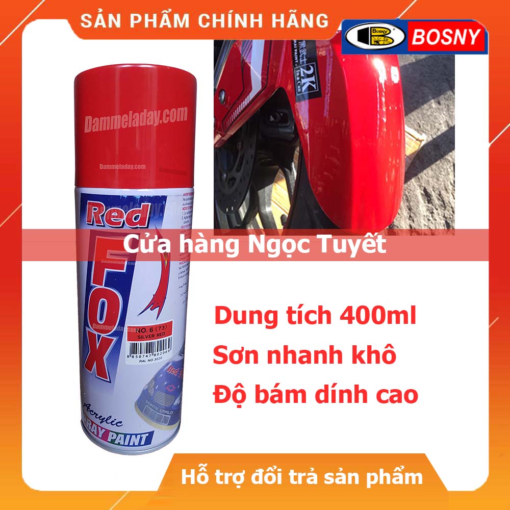 Sơn xịt màu đỏ tươi (06) Redfox, Sơn ô tô, xe máy dung tích 400ml - Nhập khẩu Thái Lan