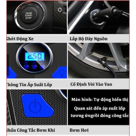Bơm lốp thông minh AIKESI cho xe ô tô (Tự động ngắt theo cài đặt)