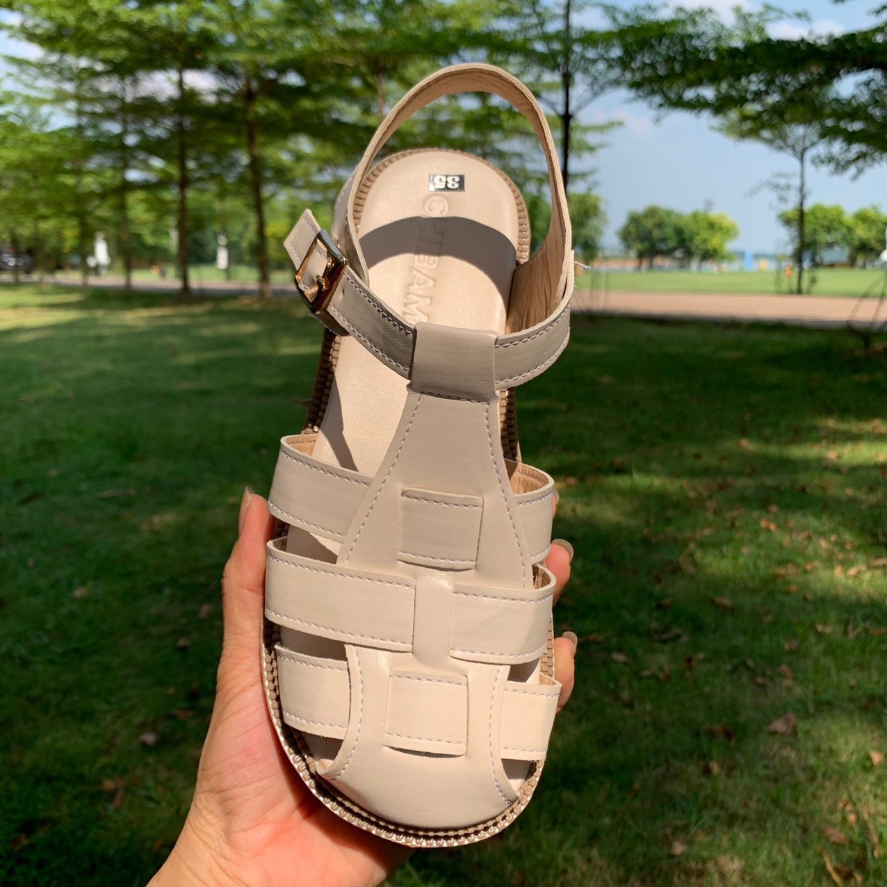 [SenXanh] Sandal rọ đan bít mũi tròn đế bệt quai cài - 2P