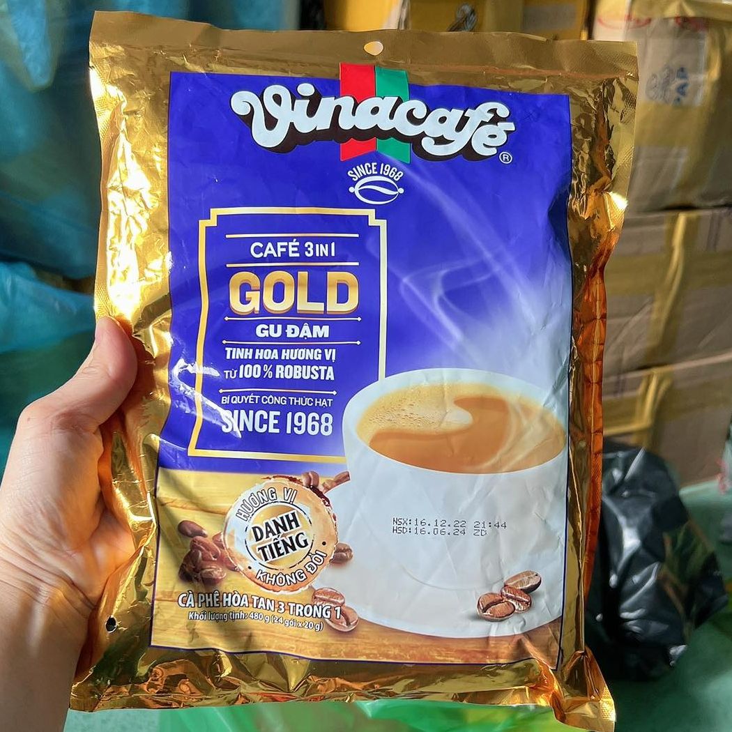 Combo 3 gói cà phê sữa hòa tan vinacafe 3 in 1 gold gu đậm - gói 480gr