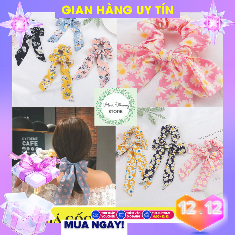 Cột Tóc Nữ Scrunchies Nơ Hoa Hàn Quốc siêu xinh