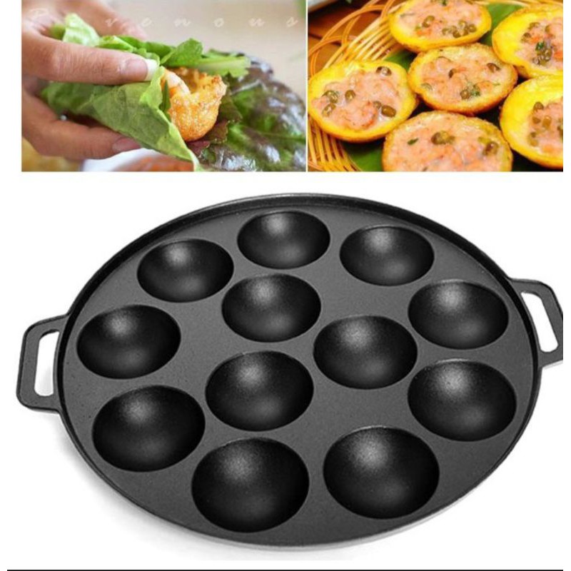 Khuôn Bánh Khọt 12 lỗ chống dính kèm nắp, Khuôn làm bánh khọt, Dụng cụ làm bánh khọt, Khuôn làm bánh bèo, khuôn làm bánh căn đa năng tiện dụng