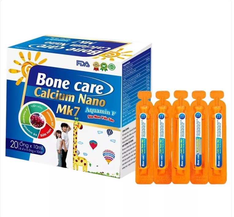 Canxi tăng chiều cao Bone Care Calcium Nano MK7 Bổ sung Sữa non, yến sào