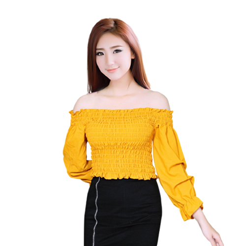 [HCM]Áo kiểu nữ nhún eo cổ chéo tay dài thời trang mới Av55