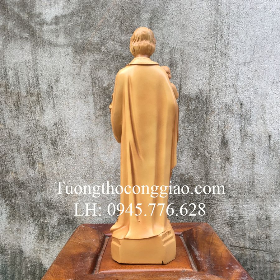 Tượng Thánh Giuse bế Chúa 40cm sơn giả gỗ