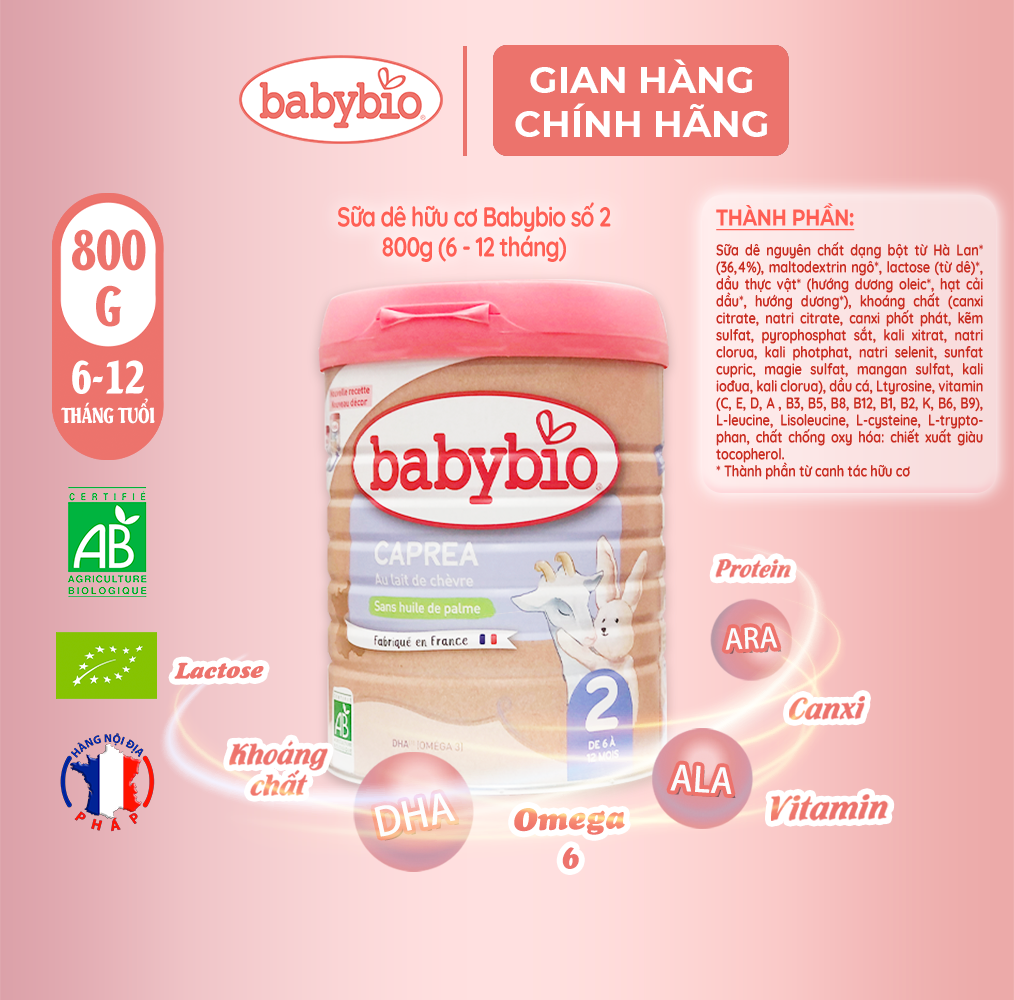 Babybio organic goat milk No. 2 800g (6 - 12 months)