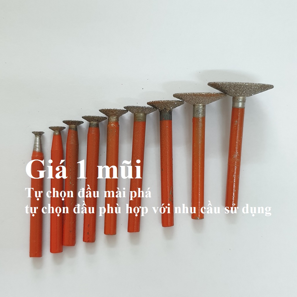 Mũi mài kim cương chân 6mm mũi mài khắc đá ngọc và làm sạch mối hàn - đầu mài kim cương hình T - mũi phá đá thô
