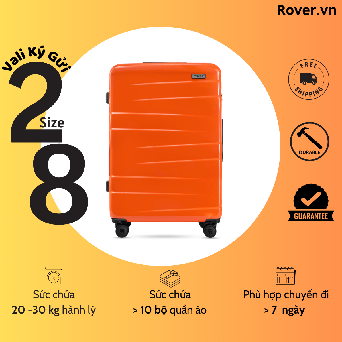 Vali kéo du lịch cao cấp ROVER One - Size Ký Gửi (Size 28)