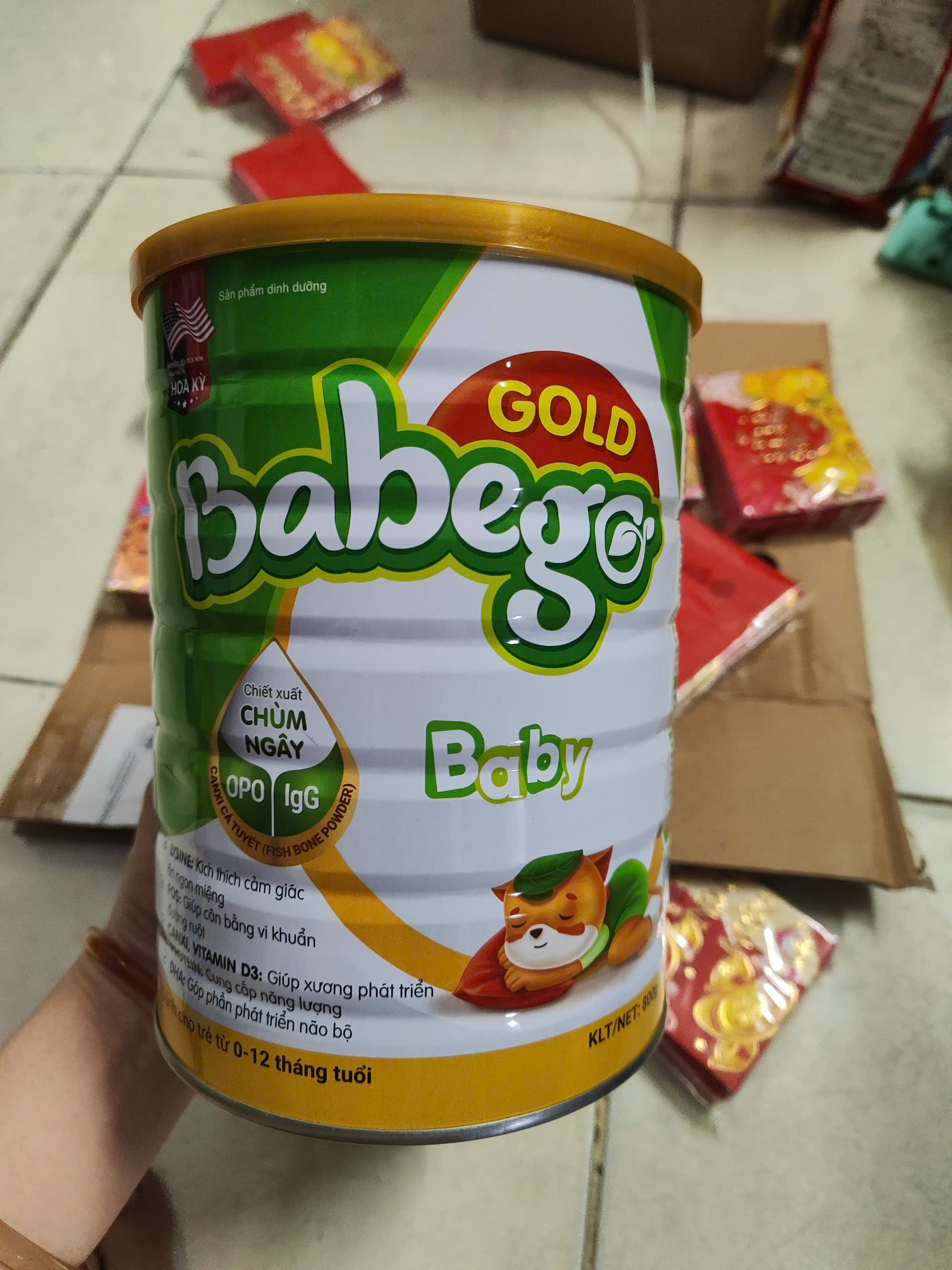 COMBO 4 LON SỮA CHÙM NGÂY BABEGO 0-12 THÁNG 800 GRAM
