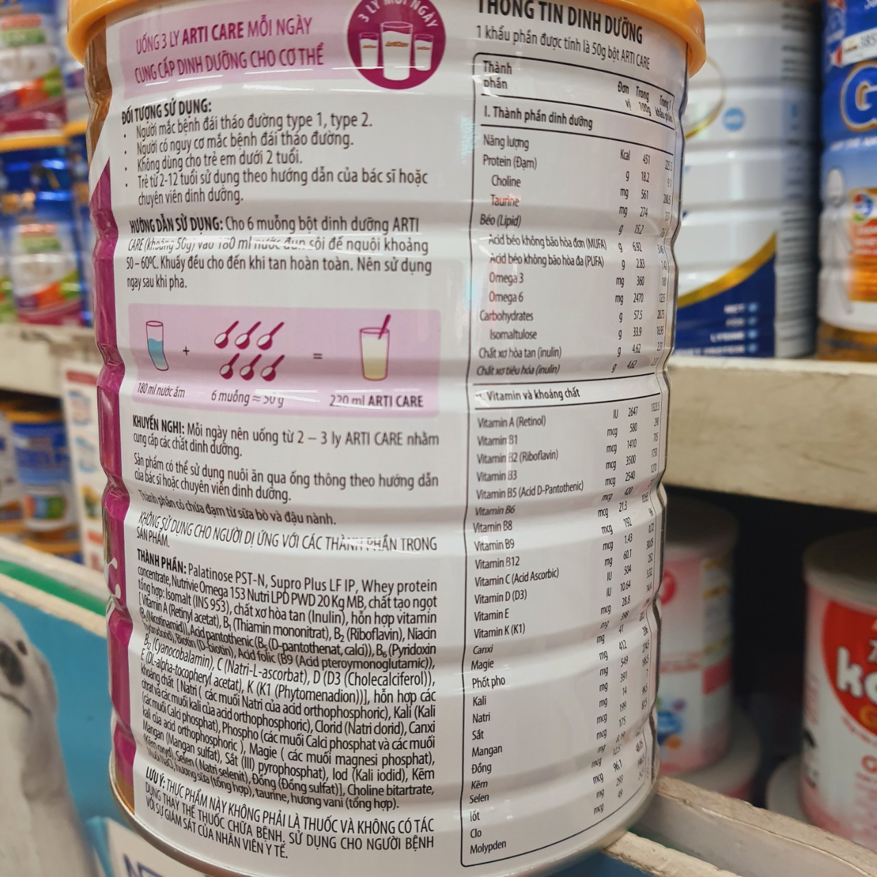 Sữa Bột ARTICARE Dành cho người tiểu đường 900gr