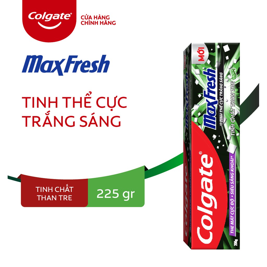 [TẶNG BÀN CHẢI ] Kem đánh răng Colgate Maxfresh 180g/225g -Tinh chất than tre