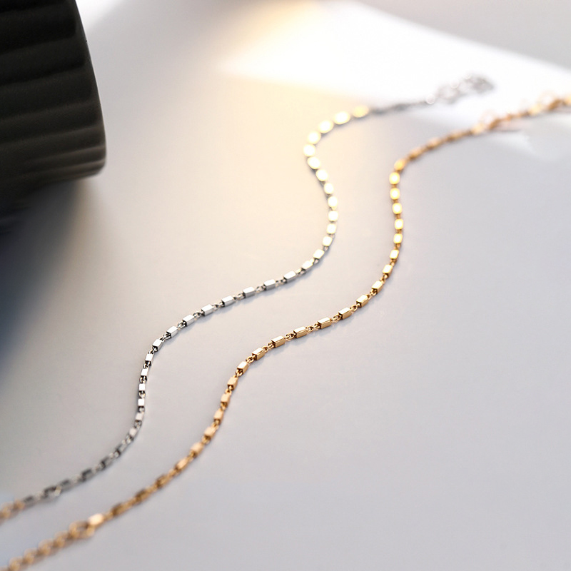 Lắc tay bạc nữ s925 trơn dáng vuông, lắc tay bạc s925 xi vàng 14k đơn giản - l2616 - bảo ngọc jewelry