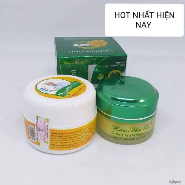 Combo Kem Nám Trà Xanh và kem dưỡng trắng da chống nắng Derma doctor