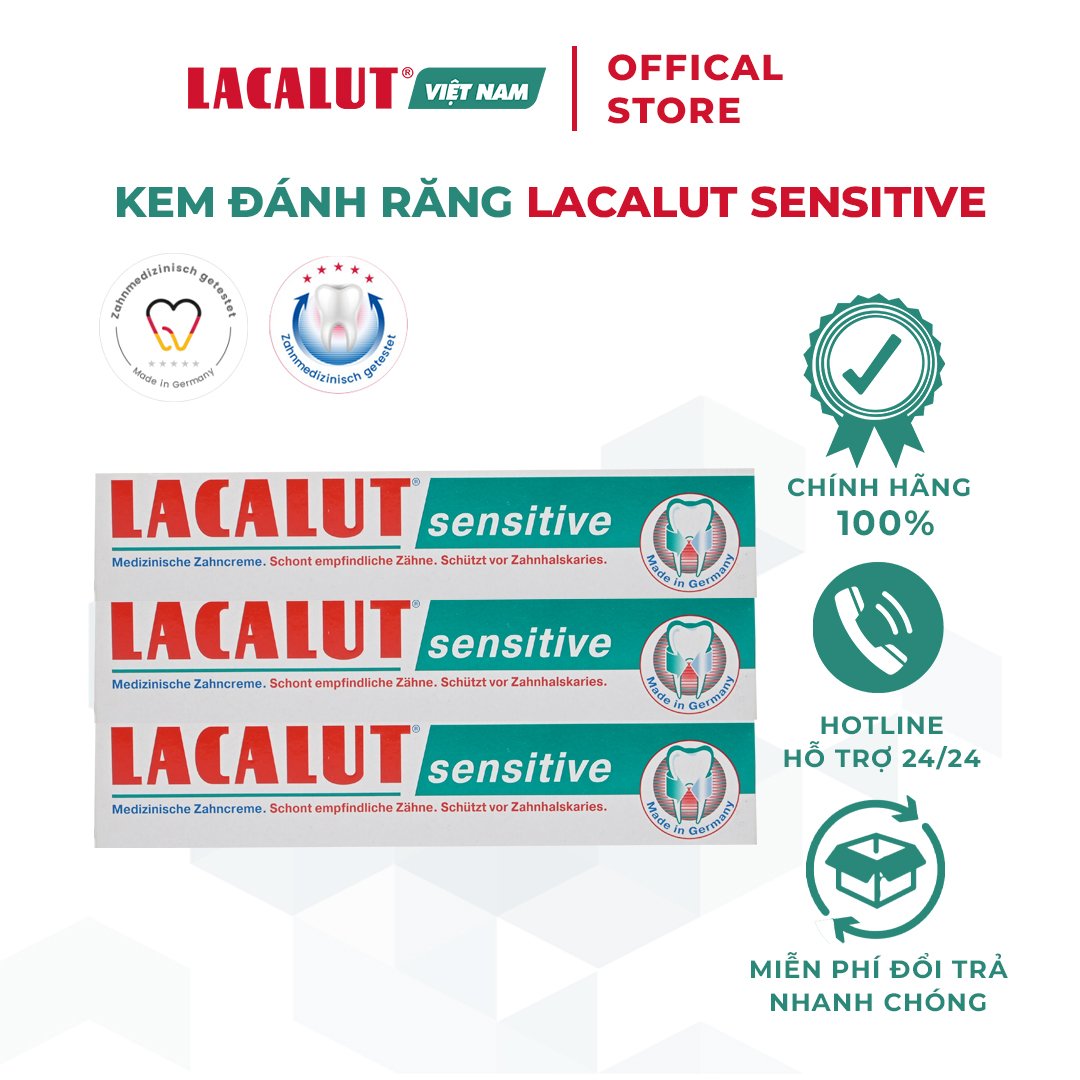 Combo 3 tuýp Lacalut Sensitive - Kem Đánh Răng Chống Ê Buốt