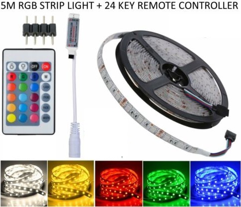 Bộ đèn led dây 12v 5050 60 led rgb + nguồn + khiển