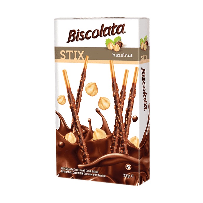 Bánh que Socola hạt phỉ Biscolata Stix 384g (32g x 12 pack)