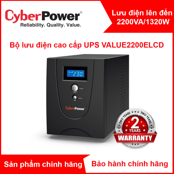 Bảng giá Bộ Lưu Điện CyberPower VALUE1200ELCD 1200VA/720W quản lý bằng phần mềm, chức năng AVR, công nghệ GreenPower UPS Phong Vũ