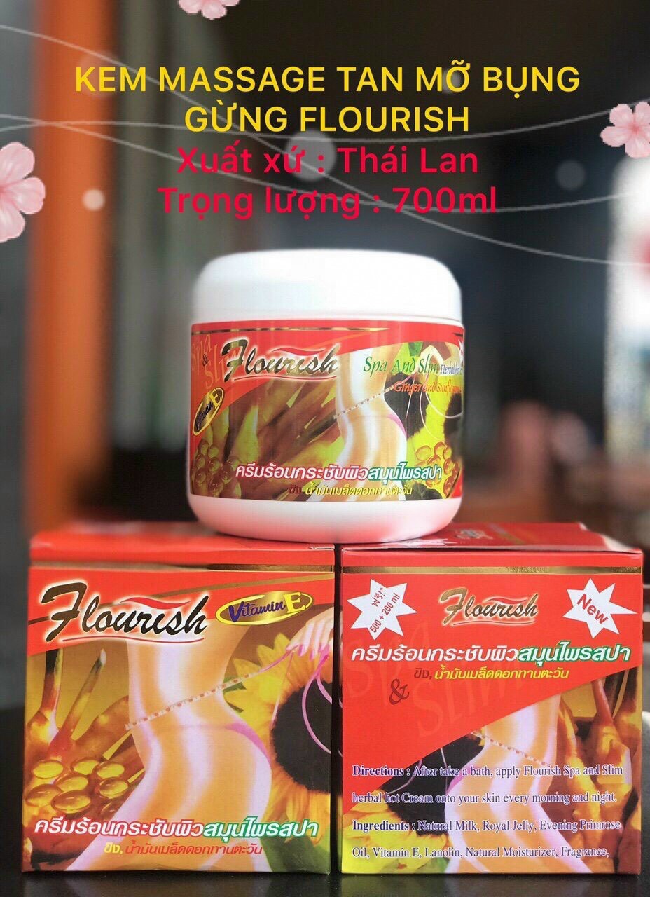 Kem tan mỡ bụng gừng ớt Flourish Thái Lan Chính Hãng