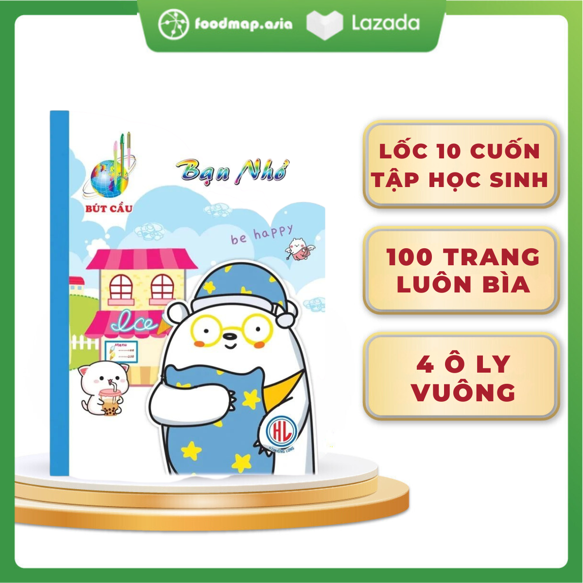 Tập Học Sinh 100 trang (luôn bìa) - Lốc 10 cuốn