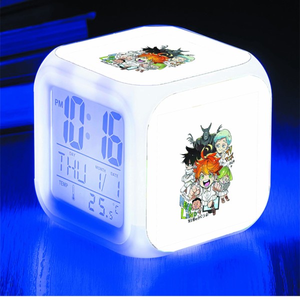 Đồng hồ báo thức để bàn in hình Miền Đất Hứa The Promised Neverland anime chibi LED đổi màu bán chạy