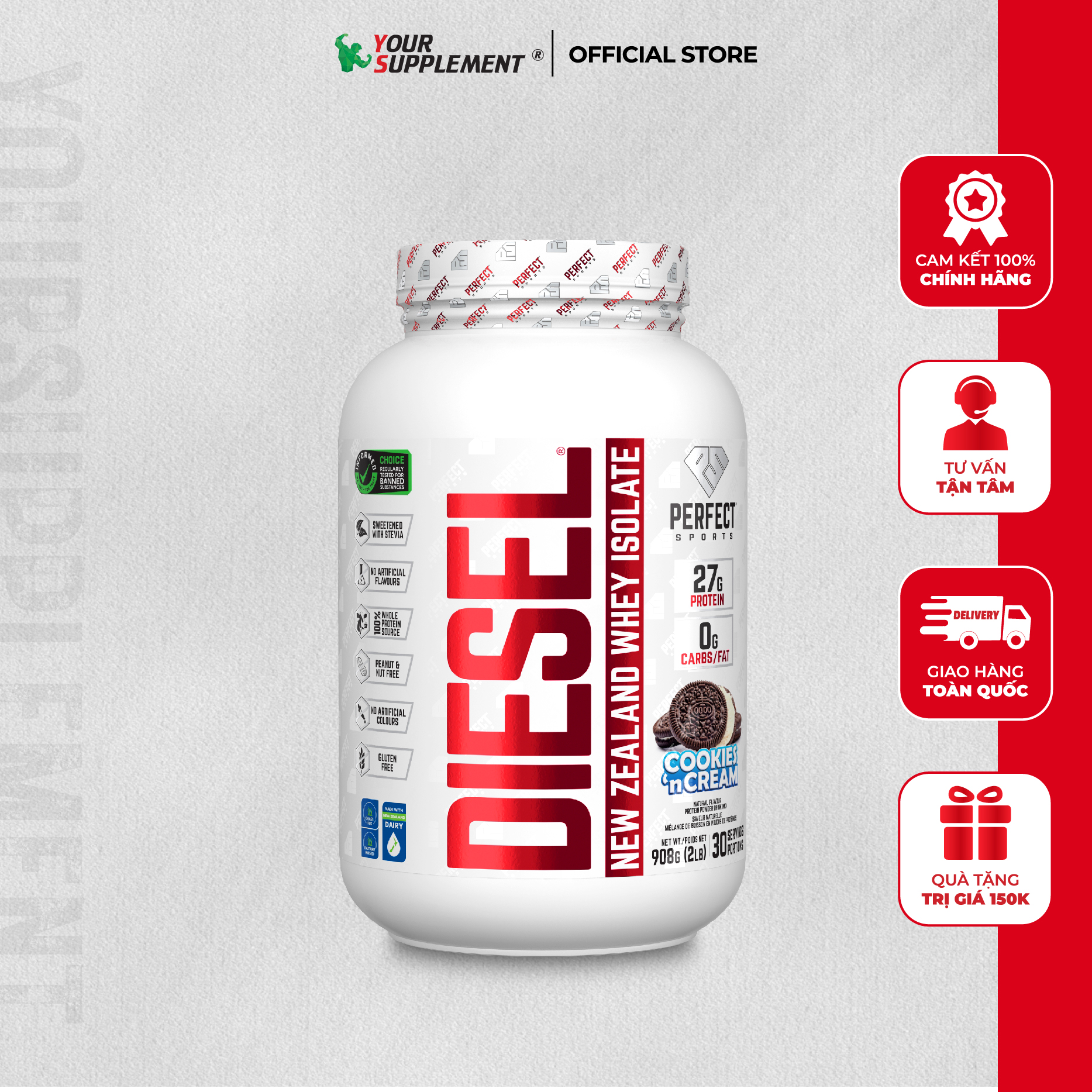 Sữa Tăng Cơ Whey DIESEL NewZealand Grass-fed Whey Isolate - 2 Lbs [TẶNG BÌNH LẮC]